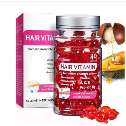 Hair Rose Essential Oil Smooth Silky Hair Vitamin Capsule Nourishing Treatment Repair Damaged Hair Serum Strengthen Hair Care