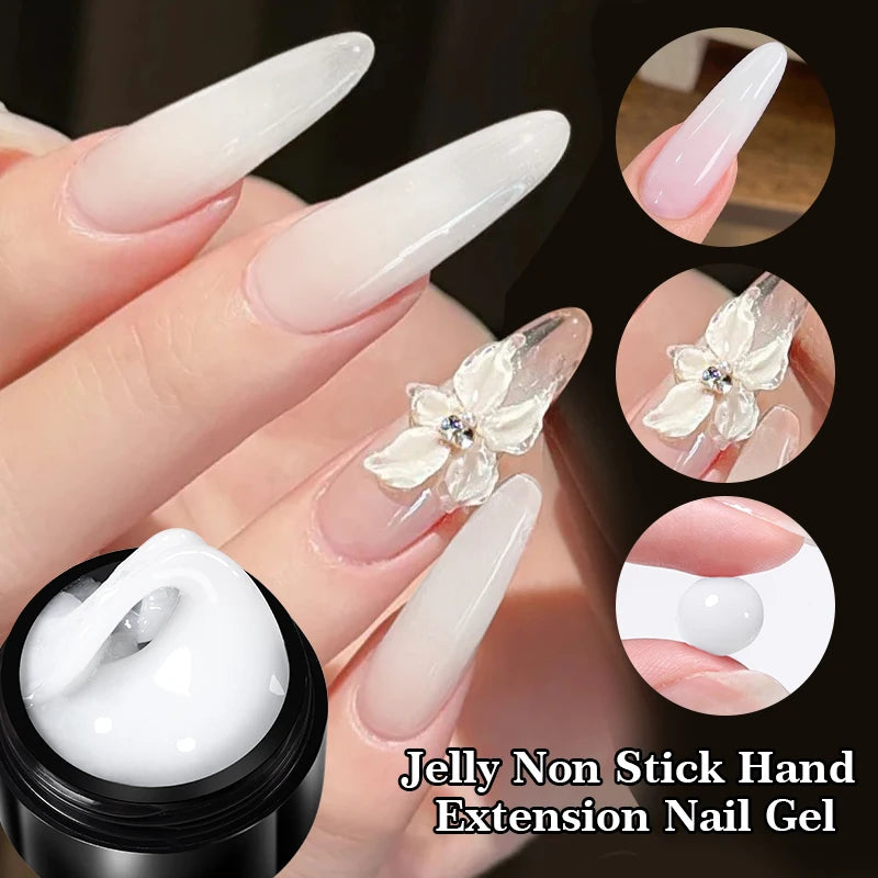 BORN PRETTY 15ml Clear Non Stick Hand Extension Gel Nail Polish for 3D Shaping Nail Art Solid Milky Jelly Hard Gel for Fake Nail
