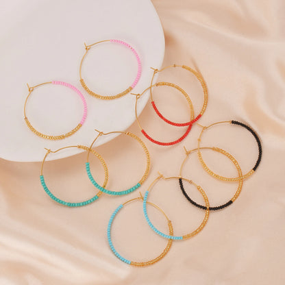 Bohemian Fashion Colored Beaded Earrings Exquisite Round earring For Women Handmade Summer Beach Jewelry Accessories Gifts