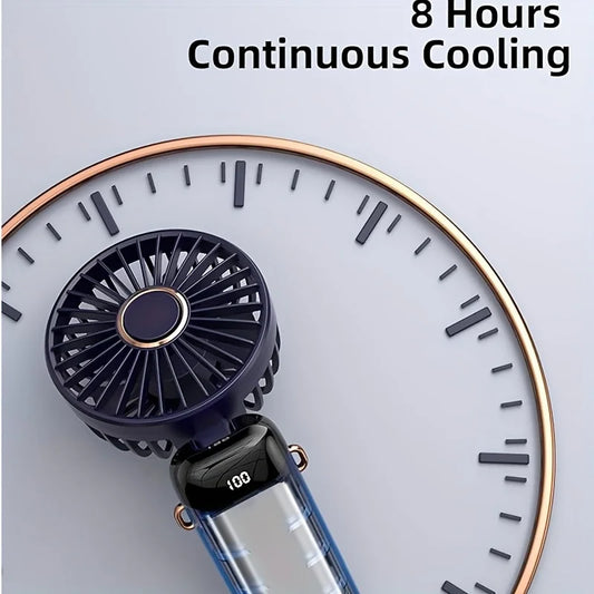 Portable Mini Fan With 6 Speeds LED USB Rechargeable Charging Small Foldable Battery Fans Handheld Desk Bedroom Indoor Outdoor