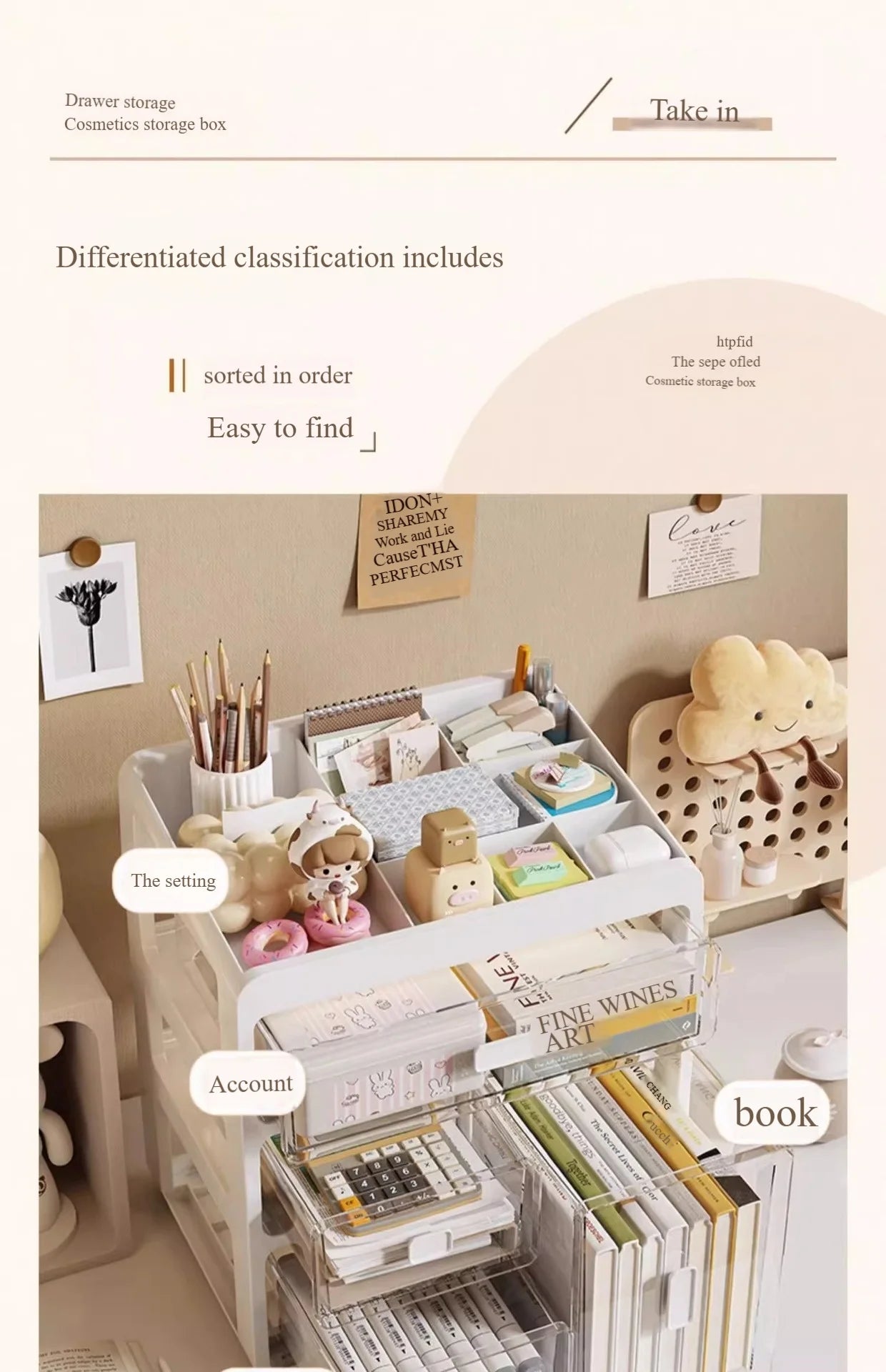 Drawer Desktop Organizer, Organizer Drawers, Desk Stationery Organizer, Multifunctional Dustproof Large Capacity Office Shelf