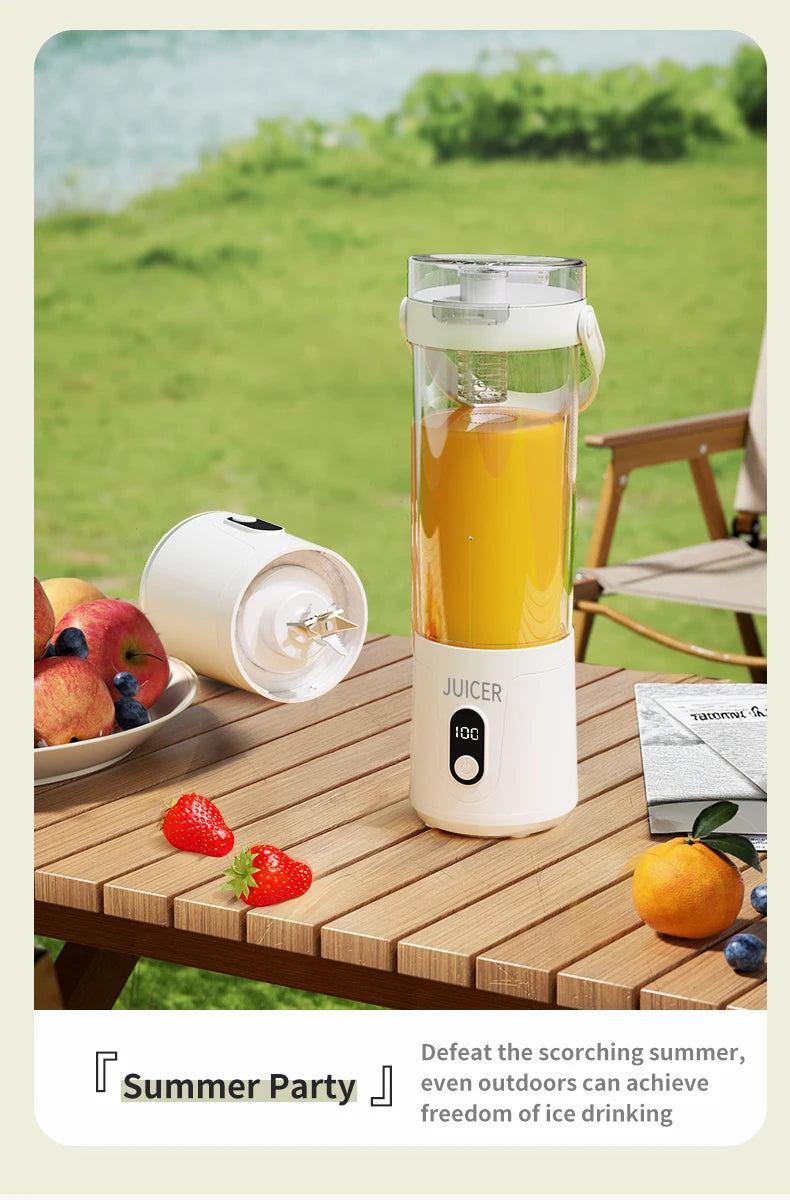 Electric Portable Blender Wireless Rechargeable USB Fruit Blender 600ML Kitchen Mixer Machine Traveling Juicer Cup Fruit Blender