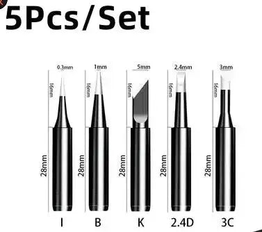 5pcs Soldering Iron 900M Soldering Iron Head Set Inside Hot Bare Copper Electric Soldering Iron Tip