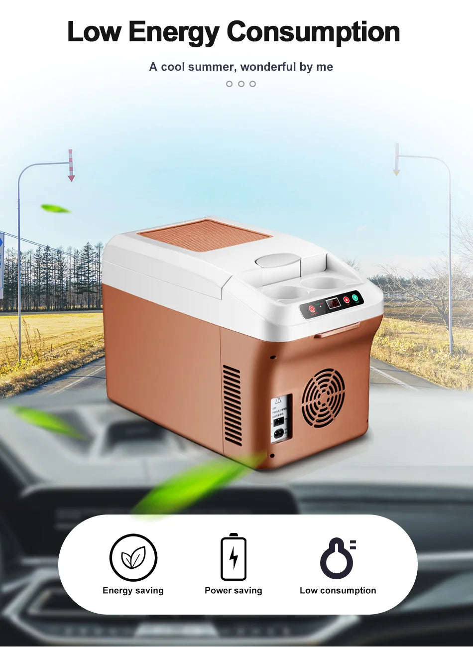 Car Refrigerator 15L Mini Fridge Refrigeration/Heat 12V/24V Green and Energy Efficient Multi-Purpose Auto/Home Refrigerator