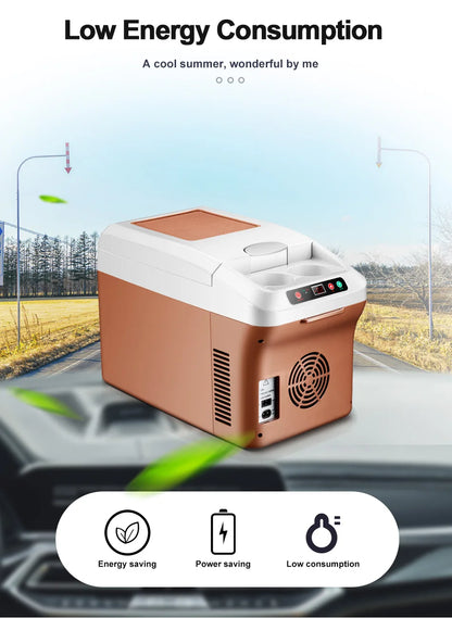 Car Refrigerator 15L Mini Fridge Refrigeration/Heat 12V/24V Green and Energy Efficient Multi-Purpose Auto/Home Refrigerator