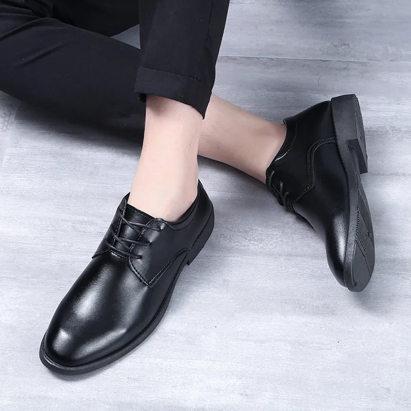 Men's Shoes Black Leather Men's Formal Shoes Oxford Wedding Party Office Business Shoes Plus Size Fashionable and Comfortable