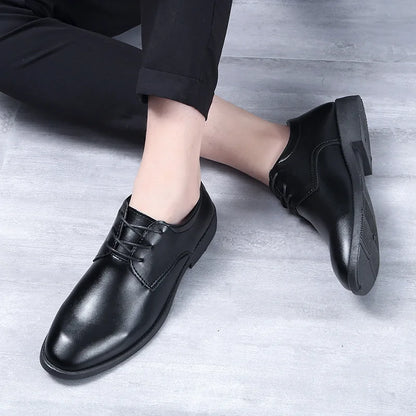 Men's Shoes Black Leather Men's Formal Shoes Oxford Wedding Party Office Business Shoes Plus Size Fashionable and Comfortable