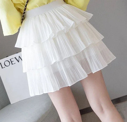 Skirts for Women Pleat Chiffon Womens Skirt Dots Clothing Mini Pleated Ruffle Short White Modest Aesthetic Harajuku A Line Cheap