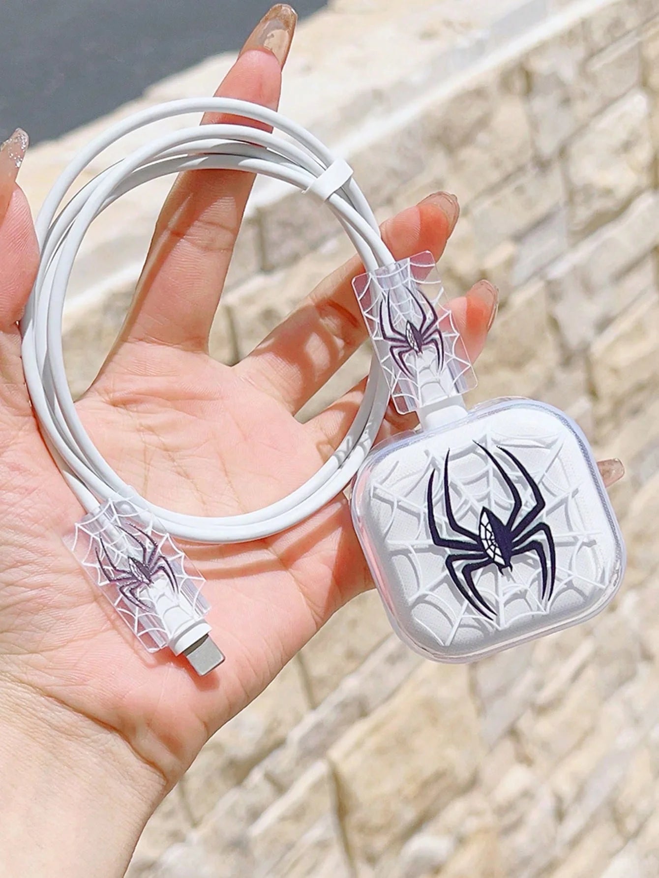 3-piece set Pink Bow Set Cable Protector for iPhone 20W UK HK Plug Charger Case Phone Wire Cord Organizers