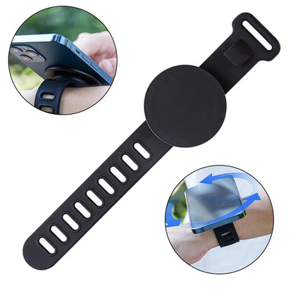 Double Sided Magnetic Phone Mount for Wrist Secure Hands Free Bracket Running Jogging Gym Fitness Driving Car Live Video Vlog