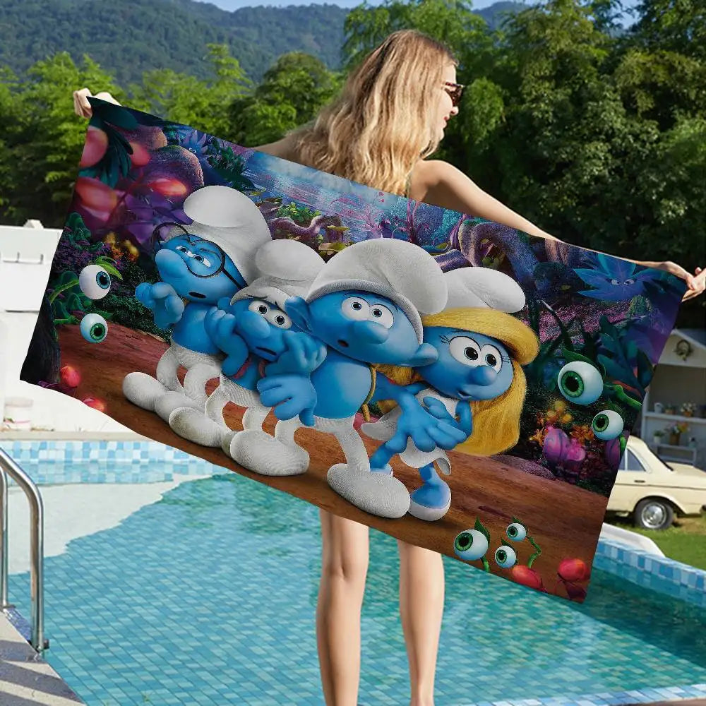 Cartoon S-Smurfs Cartoon Beach Towel Cute Kawaii Room Decor Bath Girls Children Hand Towels For Bathroom Shower