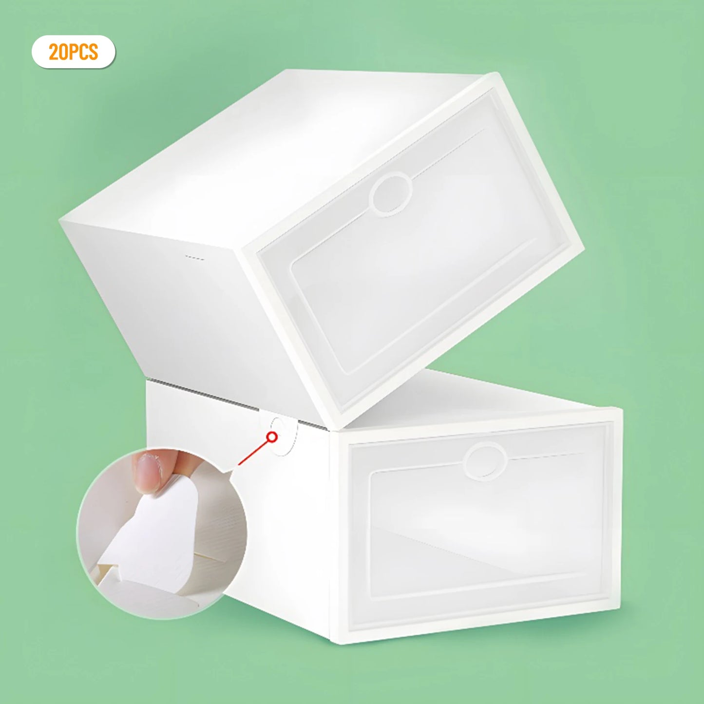20Pcs Foldable Shoe Storage Boxes with Lids Transparent Stackable Containers Drawer Style PP Plastic Shoe Organizers