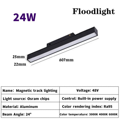 Magnetic Track Light Grille Flood Lamp Modern Embedded Flexible Linear Fixture LED Spotlight DC48V Ceiling Indoor Living