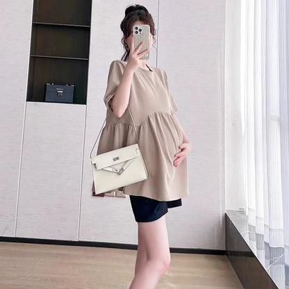 Maternity T-Shirt Summer 2025 New Fashionable Summer White T-Shirt Short-Sleeved Tops Loose Large Size Casual Maternity T-Shirt