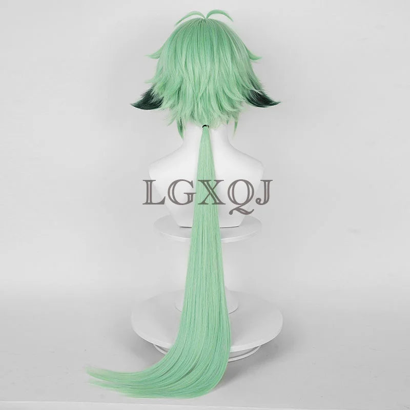 Scalp Sucrose  Sucrose Cosplay Wig 85cm Green Cosplay Anime Wig Heat Resistant Synthetic Hair Costume Wigs+Wig Cap
