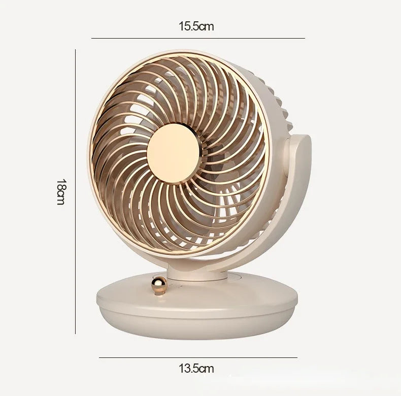 Desktop Rechargeable Fan Small Portable Air Conditioning Appliances Auto Rotation Ventilador 3-speed Wind Silent for Home Office