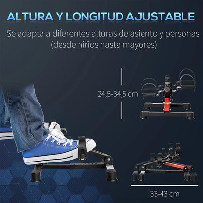 HOMCOM Mini stationary bike with height length adjustable LCD screen black