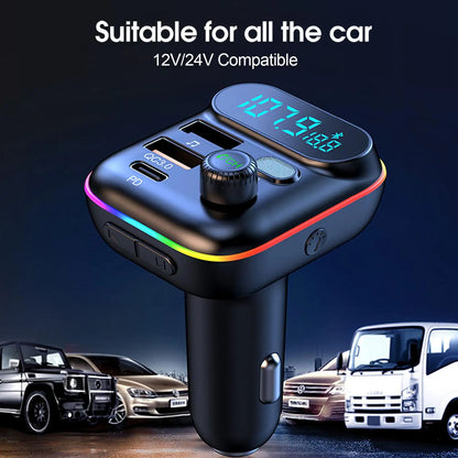 Car Bluetooth FM Transmitter Bluetooth 5.0 FM Transmitter USB PD Car Fast Charger Electronic Accessories