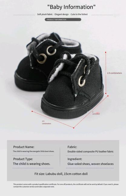 Labubu 17cm  Shoes Fashion labubu Canvas Shoes Clothes Cartoon Baby Canvas Leather Shoes Doll Universal Clothing Accessories