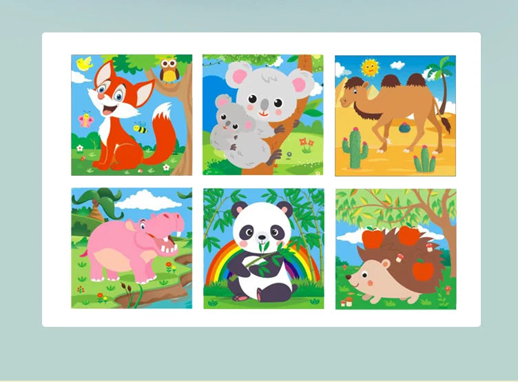 Six Sides Painted Wooden Puzzle Three-Dimensional Traffic Animal Puzzle Building Blocks Early Education Educational Toy