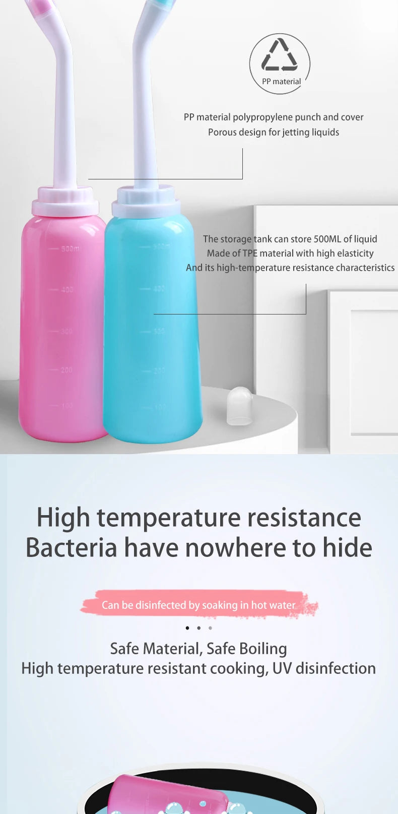 500ml Portable Bidet Spray Handheld Travel Bidet for Pregnant Women Baby Cleansing Water Washer Bottle Baby Showers Mom Bottle