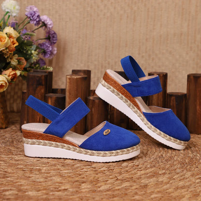 Summer Women Linen Plain 6cm Wedge Sandals Handmade Ladies Casual Comfortable womens shoes