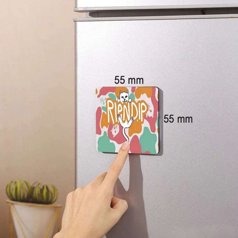 Cat R-Ripndips Fridge Photo Fridge Magnet Square Stickers Personalize Home Decor Souvenirs Gift