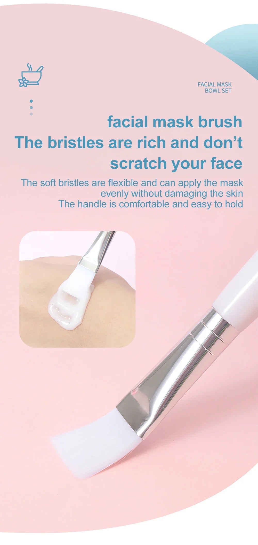 DIY 6 Set Silicone Mask Mud Essential Oil Bowl Skin Care Mud Bowl Spoon Tools Convenient Clean Durable Makeup Portable Skin Care