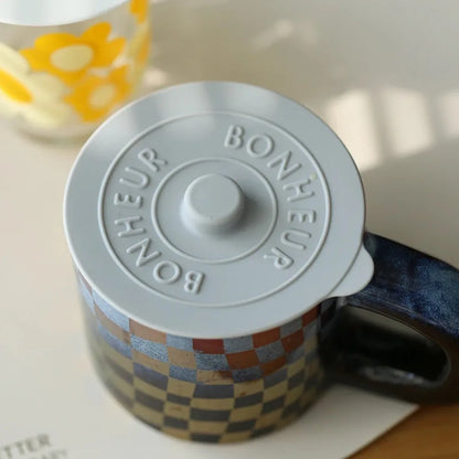 Mugs Lid With Convex Handle Silicone Glass Cup Cover Round Heat-Resistant Cup Lid Dustproof Universal Mug Sealed Cap Pantry