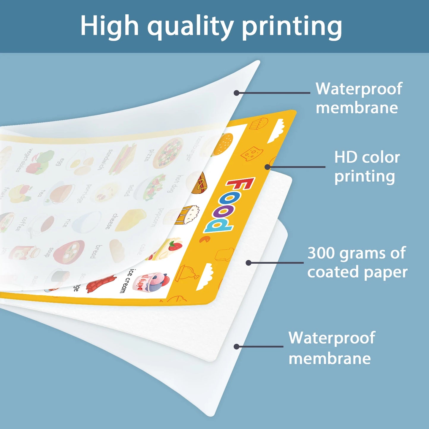 Educational Posters for Preschool Kids English Words Learning Charts Teaching Aids Classroom Decoration Big Card Montessori