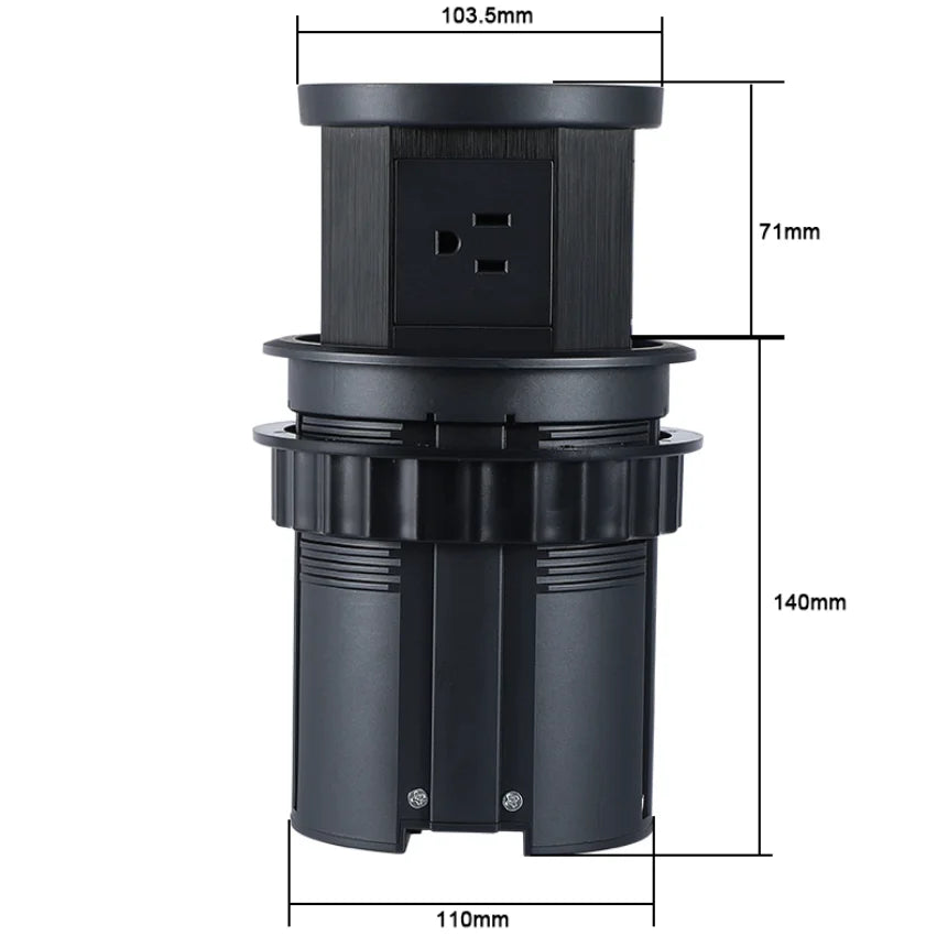 Tempered Glass Top Kitchen Counter Smart Pop Up Socket Push Button 4 Sides Electrical Socket with Usb Type-c Charger