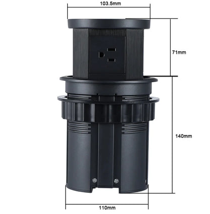 Tempered Glass Top Kitchen Counter Smart Pop Up Socket Push Button 4 Sides Electrical Socket with Usb Type-c Charger