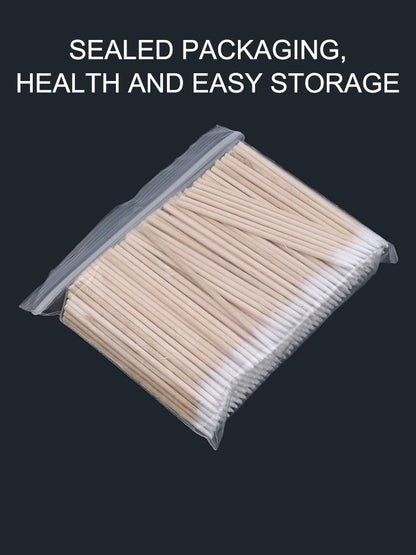 100/300/500pcs Cotton Swabs Wood Colored Pointed Embroidery Cotton Swabs Embroidery Cotton Swabs Beauty Cotton Swabs