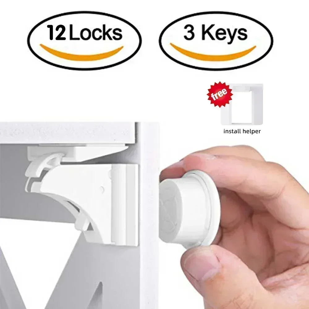 Child Safety Lock with Magnetic Keep Your Kids Safe Children's Lock Ideal Drawer Cabinet Door Safety for Toddler Baby Protection