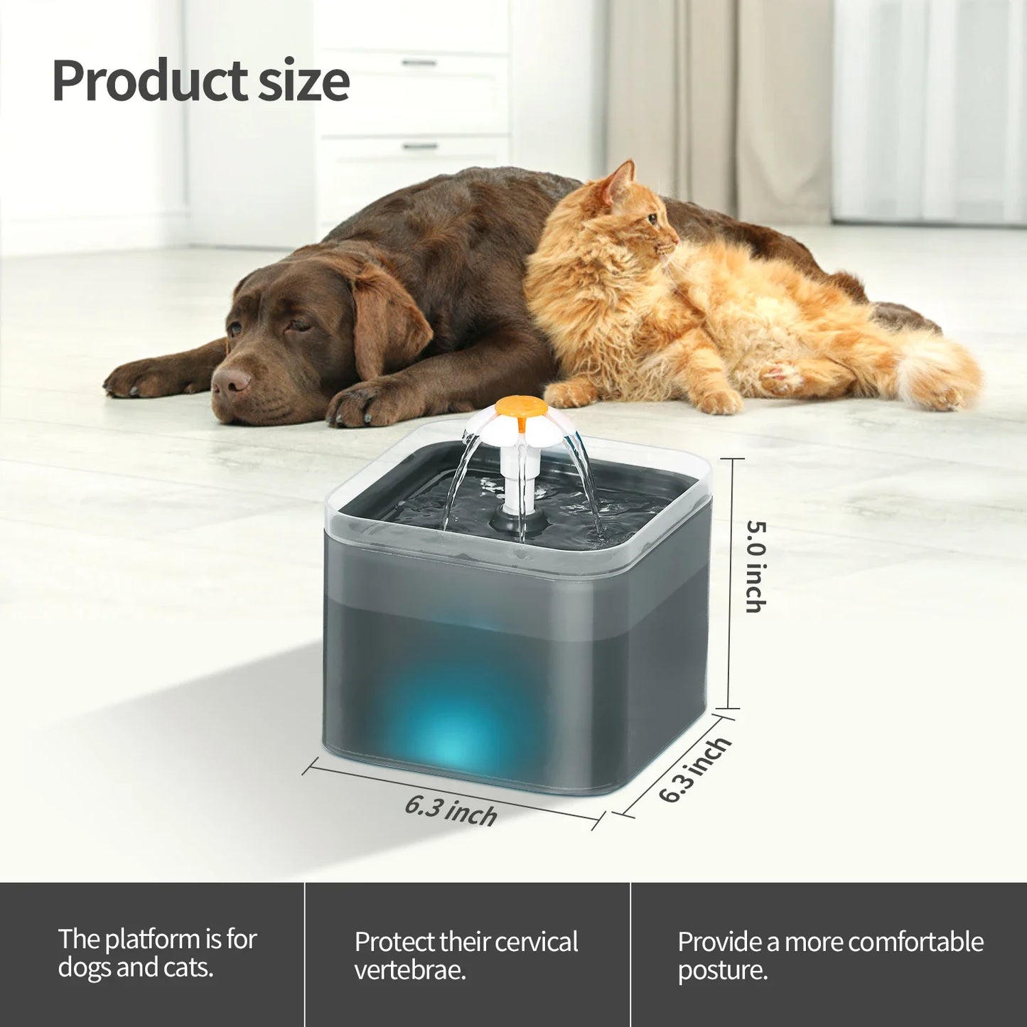 2/3L Cat Water Fountain Auto Recirculate Filter Large Capacity Filtring Cat Water Drinker USB Electric Mute Cats Water Dispenser