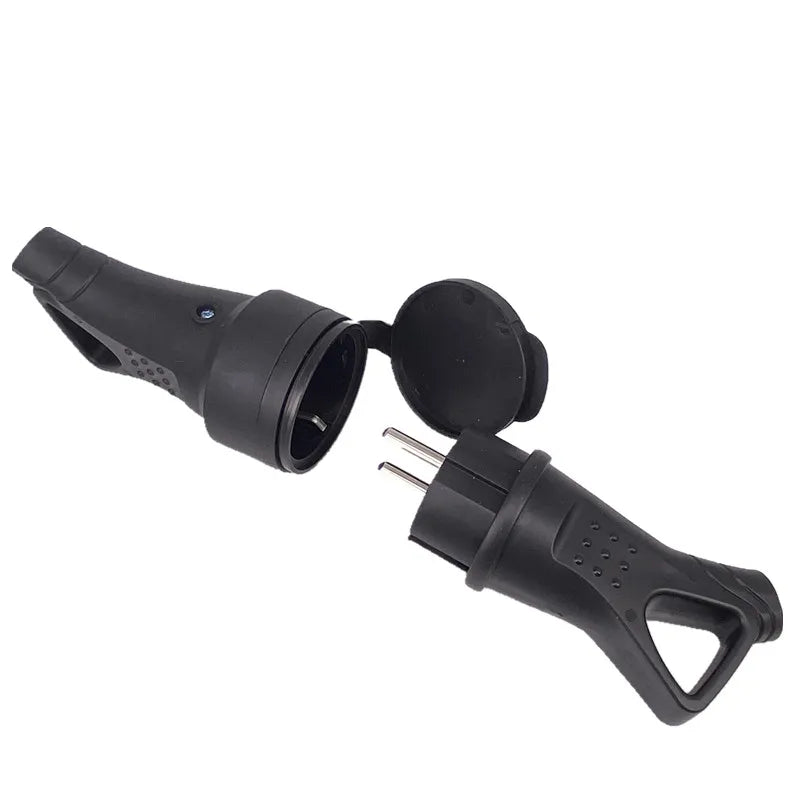 EU Rubber Waterproof Socket Plug Electrial Grounded European Connector With Cover IP54 For DIY Power Cable Cord 16A 250V