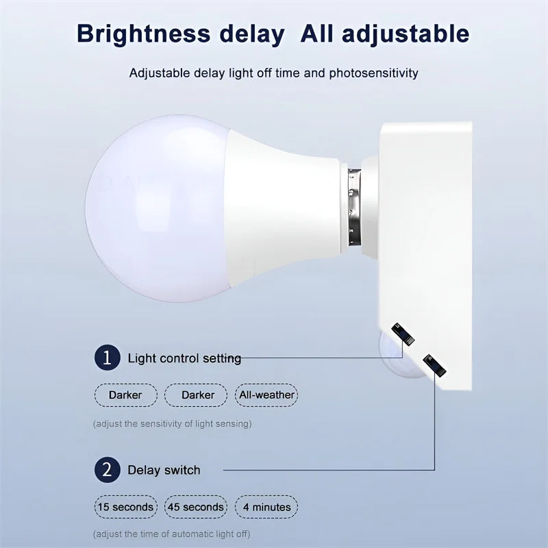 Smart Home PIR Motion Sensor Light Socket E27 LED Bulb Base Adapter with Light Control Smart Switch Residential Security