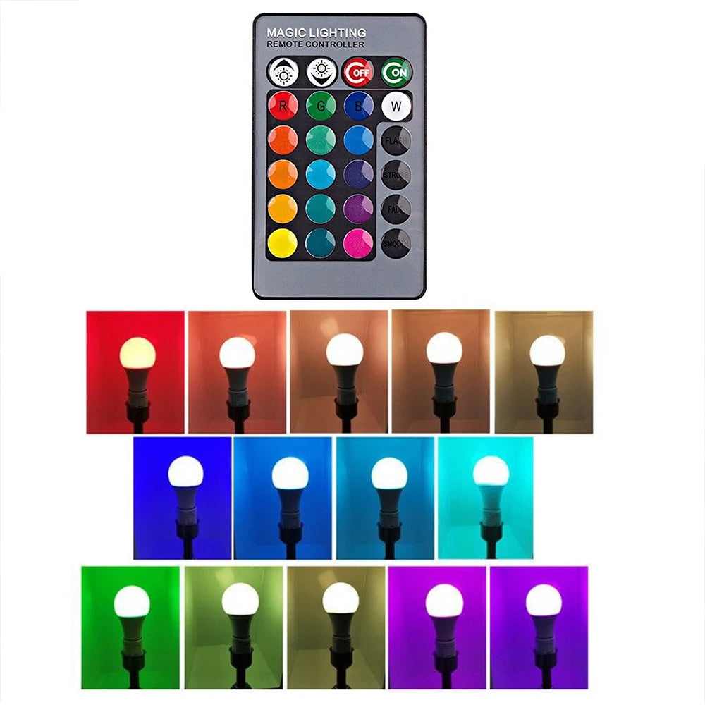 10W 15W 20W E27 LED Bulb Light Color Changing Spotlight IR Remote Control LED Bulb Smart RGBW Atmosphere Light Bar Home Decor