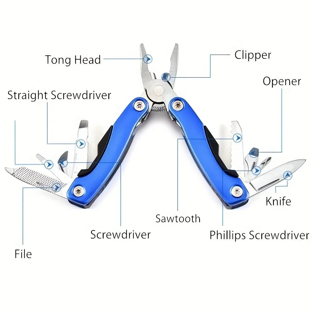 Camping Gear Outdoor Survival Stainless Steel 9 In 1 Portable Multi Tool Plier Camping Accessories Portable