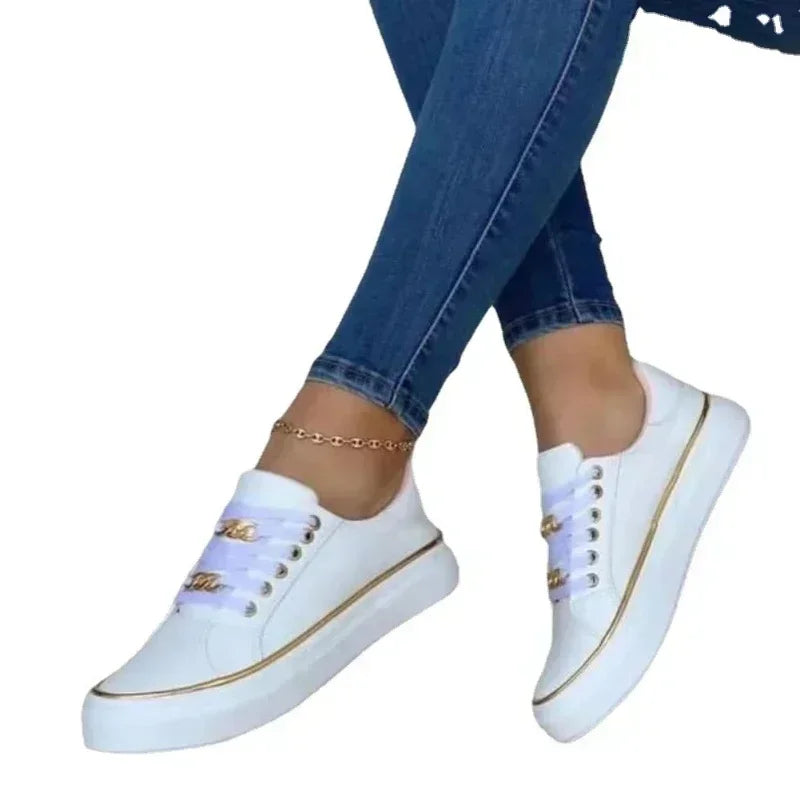 Women's Sneakers 2025 New Fashion Womens Shoes Comfortable Round Toe Platform Sneakers Lace-up Walking Vulcanized Shoes Zapatos