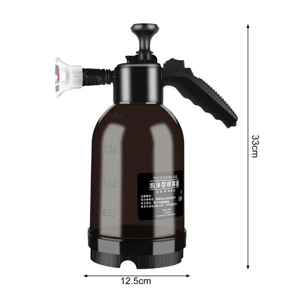 2L Pressure Sprayer Bottle With Ergonomic Handle Leakproof Hand Snow Foam Sprayer Water Pump Bottle With 2 Replacement Nozzles