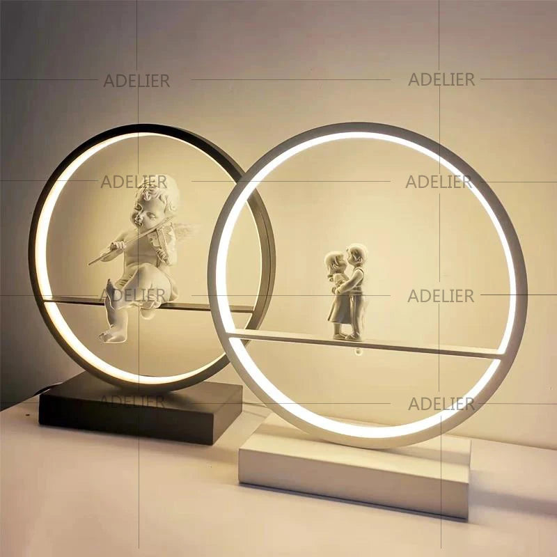 LED Angel table lamps bedroom bedside decorative lamp married couple romantic warm desk lamp