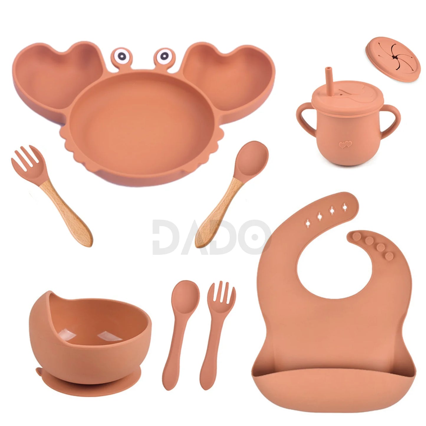 Customized Baby Silicone Feeding Set with Suction Cup Personalized Name Dish Divided Plate Bowl Spoon Cute Kid Eating Tableware