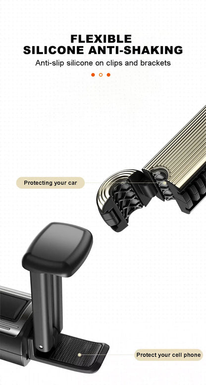 SEAMETAL 2 in 1 Car Seat Back Hook with Phone Holder Stable Headrest Hanging Hook Anti Slip Silicone Pad Hidden Rear Row Hanger