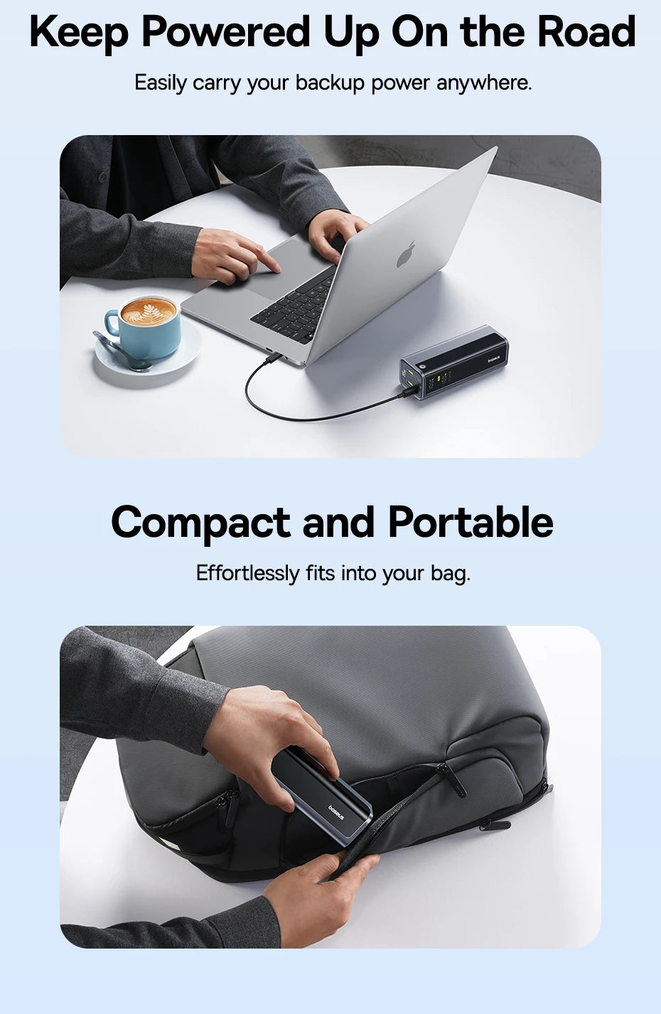 Baseus 145W Power Bank 20800mAh Dual USB A USB C PD 100W Fast Charging Digital Display Portable PowerBank for Laptop Phone Steam