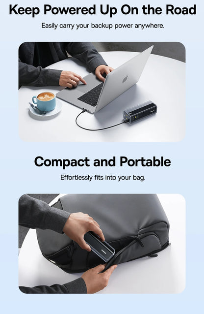 Baseus 145W Power Bank 20800mAh Dual USB A USB C PD 100W Fast Charging Digital Display Portable PowerBank for Laptop Phone Steam