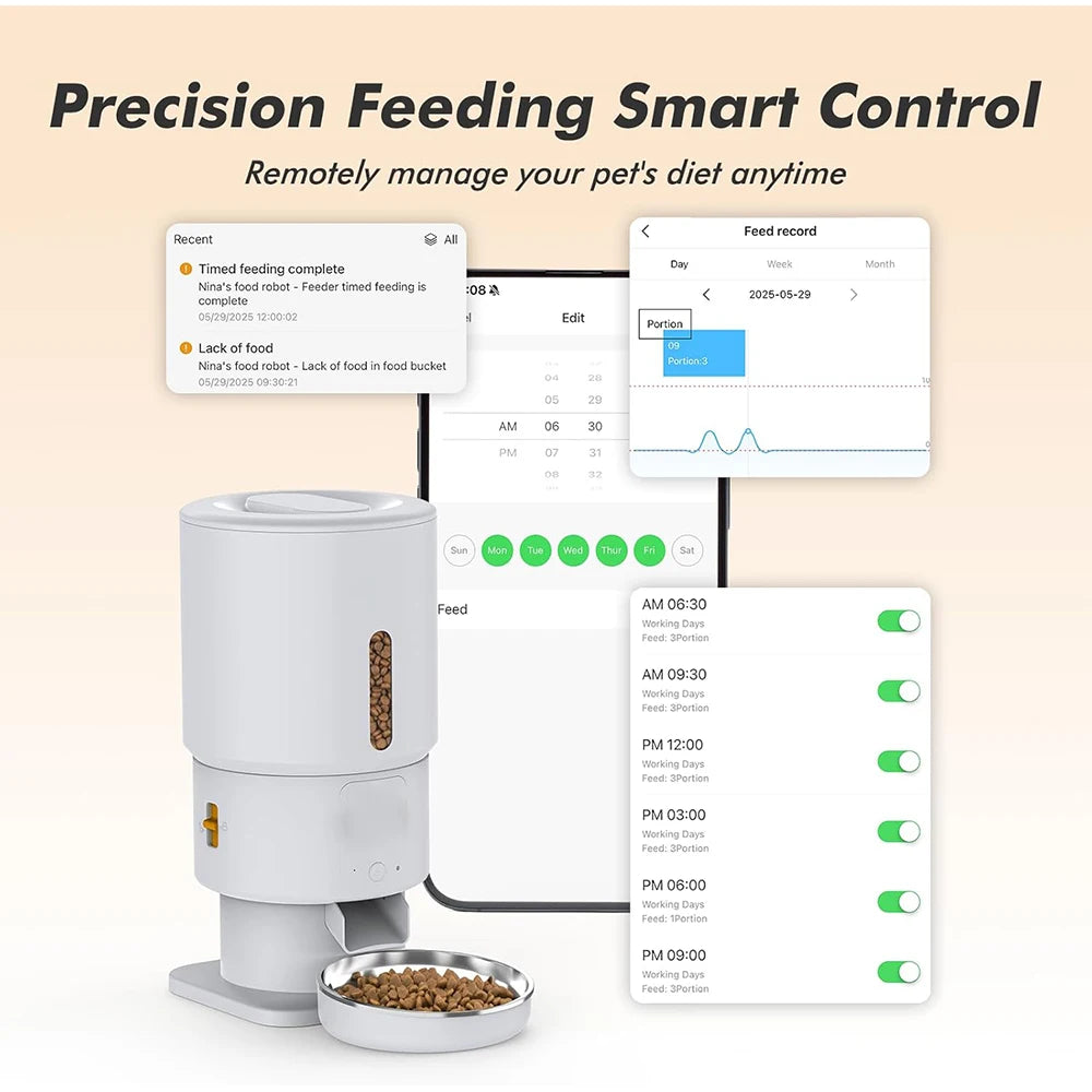 FURPIPI Automatic Pet Feeder 5L Smart Cat Food Kibble Dispenser Wi-Fi App Remote Control Auto Dog Feeder For Cat Pet Accessories