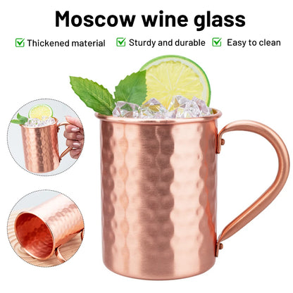 450ml 16.0oz 100% Copper Moscow Mule Mug Durable Coppery Beer Mugs Coffee Mug Milk Cup Pure Copper Cup Drinkware