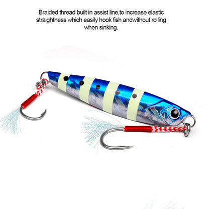 Fishing Hooks 11#-20# Assist Hooks Single Jig Fishhook With Thread Feather Luminous Barbed Hook Sea Hook For Fishing Lure