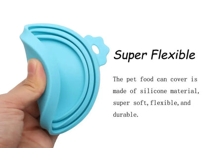 2sets Random Color Silicone Pet Can Lid Reusable Food Storage Keep Fresh Tin Cover Cats Dogs Food Health Supplies Lid and spoon